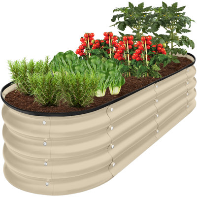Sayvon 4x2x1ft Outdoor Raised Metal Oval Garden Bed, Planter Box for Vegetables, Flowers
