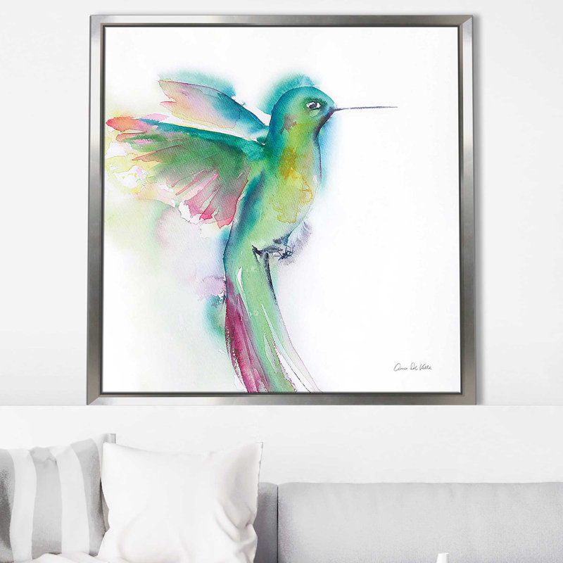 «Hummingbirds II (Square)» par Aimee Del Valley, reproduction, Cadre flottant argent, H 39,5 po x l 39,5 po x P 2 po