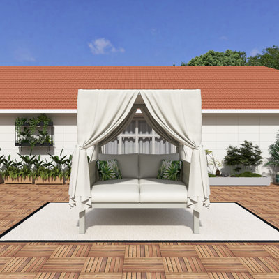 Outdoor Patio Sunbed With Curtains by Latitude Run