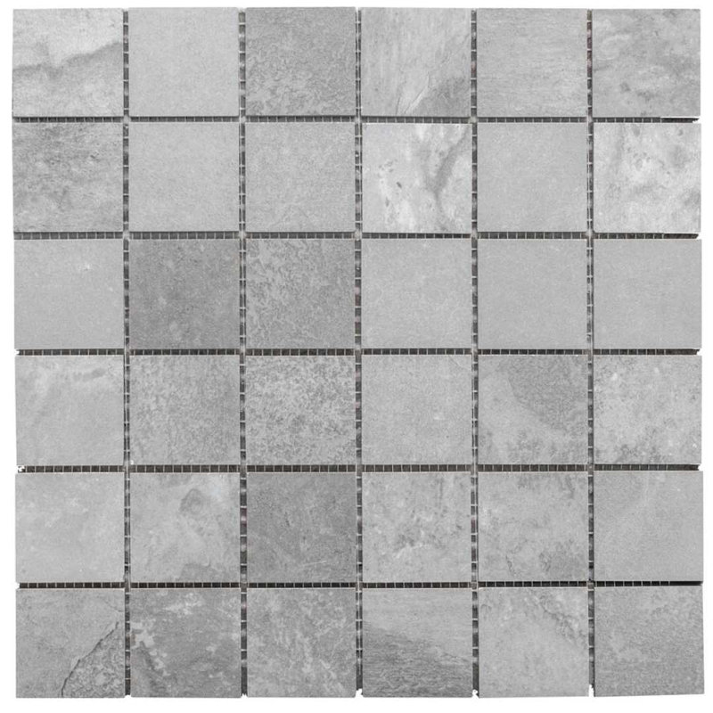 Carreau de mosaïque en porcelaine mat 2 "x 2" Wells Stone Slate, Gris