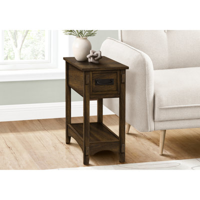 Table d'appoint à 2 niveaux, placage brun, rangement compact, 21,29 po X 11,99 24,15 po, noyer, solution d'organisation