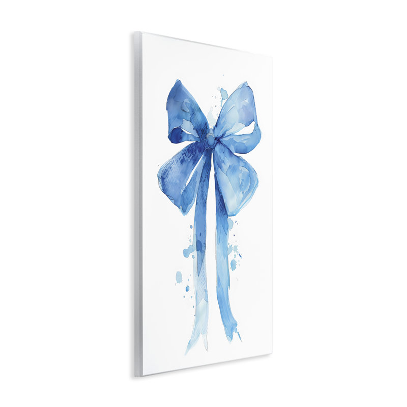 «Blue Watercolor Bow Illustration», plaque murale par LSR Design Studio, H 19 po x l 13 po