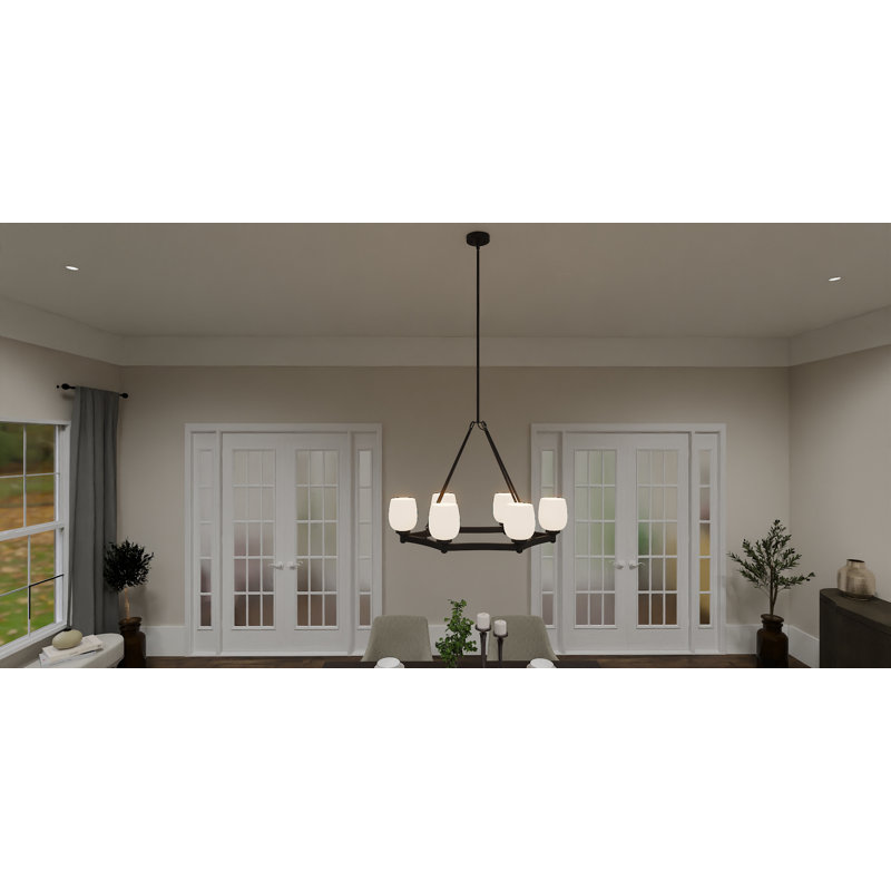 Lustre à 6 lumières Wiens, Noir mat
