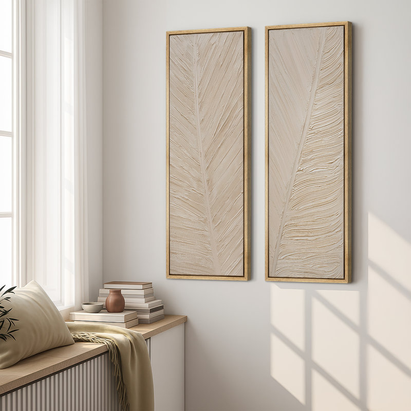 Ensemble de 2 reproductions d'art mural encadrées sur toile 60 "x 20" x 2 pièces, 60 "x 30" x 2 pièces, Naturel