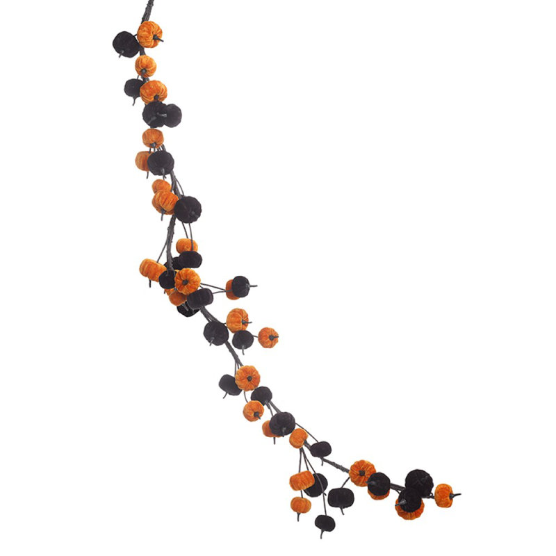 15cm Faux Pumpkin & Gourds Garland, Orange/Black, Orange/Black, Orange/Black