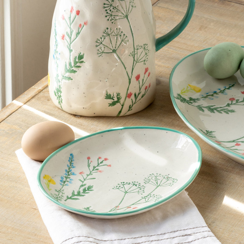 Spring Wildflower Egg Shaped Platter