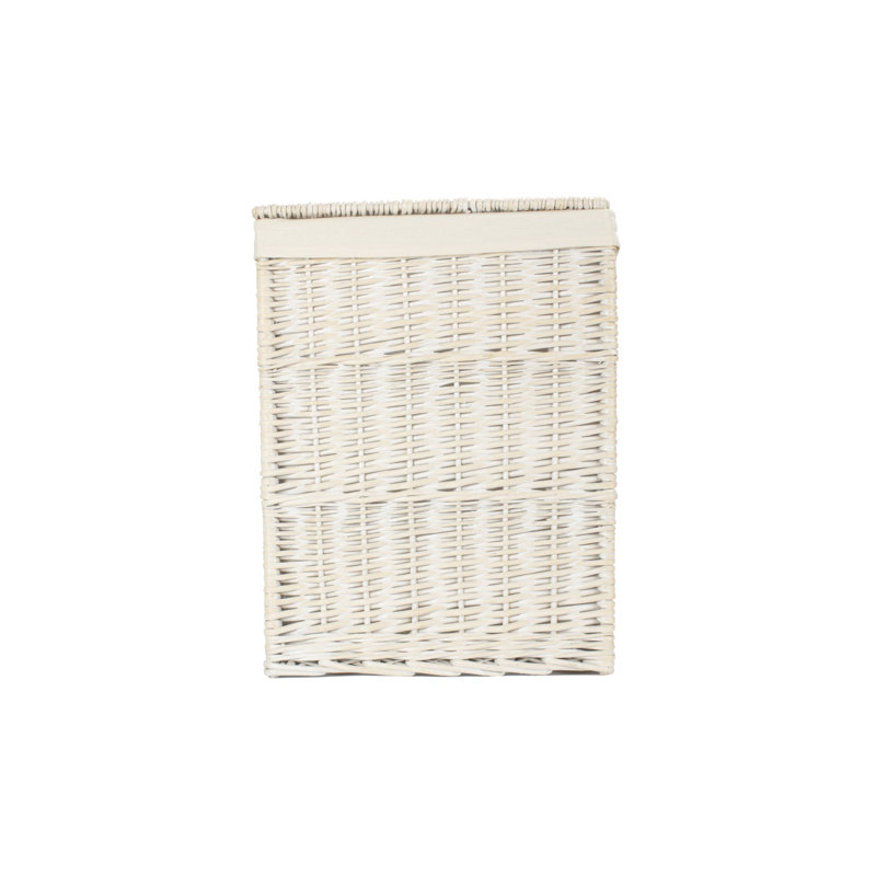 Wicker Laundry Bin Basket with Lining, White Wash/White, 61" H x 46" W x 46" D