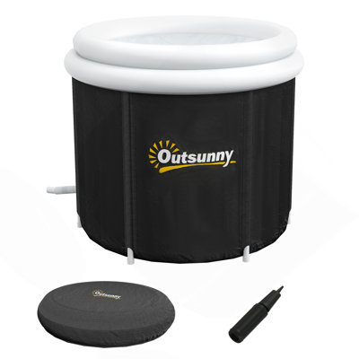 79 Gallon Outdoor Portable Cold Plunge Tub With Thermo Lid, With Cover And Carry Bag For Athletes Recovery And Cold Water Therapy, Black