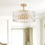 Lustre - tambour en cristal moderne à finition dorée 18 po, luminaire suspendu 6 lumières, cadre en métal-1644324084