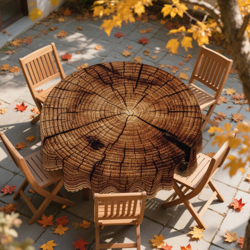 1pc Rustic Farmhouse Wood Grain Tablecloth, Rectangular & Round Tablecloths For Parties, Picnics, Cafes & Family Gatherings, Durable Polyester Decorative Table Cloth Setting, Room & Outdoor Decor, Kitchen Accessories