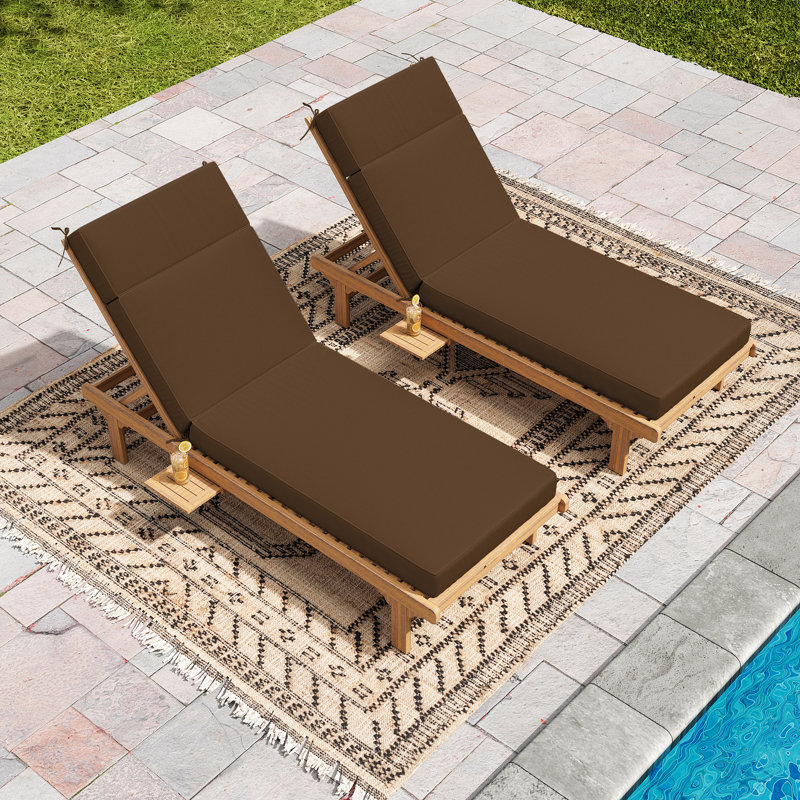 Outdoor 4'' Chaise Lounge Cushions Lounge Chair Cushions 26" W X 80" L (Cushions Only), Chocolate, 2, 26" W x 80" D