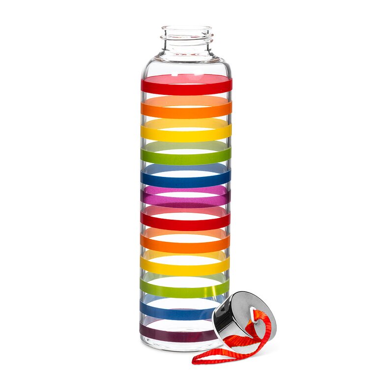 JoyJolt 20oz Glass Water Bottle: Strap & Silicone Sleeve