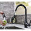 Robinet d'évier de cuisine moderne - noir avec rétractable, levier unique pour la température de l'eau réglable et les modes de jet de jet noir, remplissage en céramique, alimentation efficace, nettoyage facile