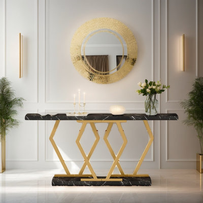 Console moderne 70,9 "avec plateau en faux marbre, canapé d'entrée pour salon