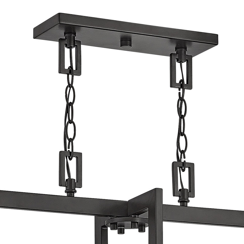 Hampton 4 - Light Unique / Statement Square / Rectangle Chandelier, Buckeye Bronze