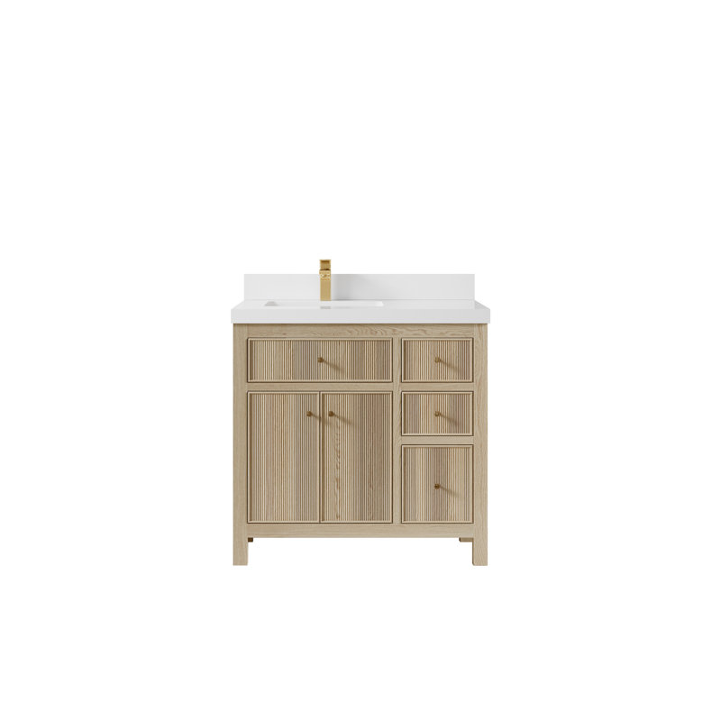Ensemble de meuble-lavabo simple 36 po Curtis, Blanc, Quartz