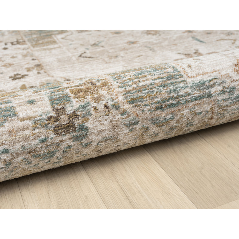 Tomoya Power Loomed Polyester Indoor Rug, 3'3x5', Turquoise