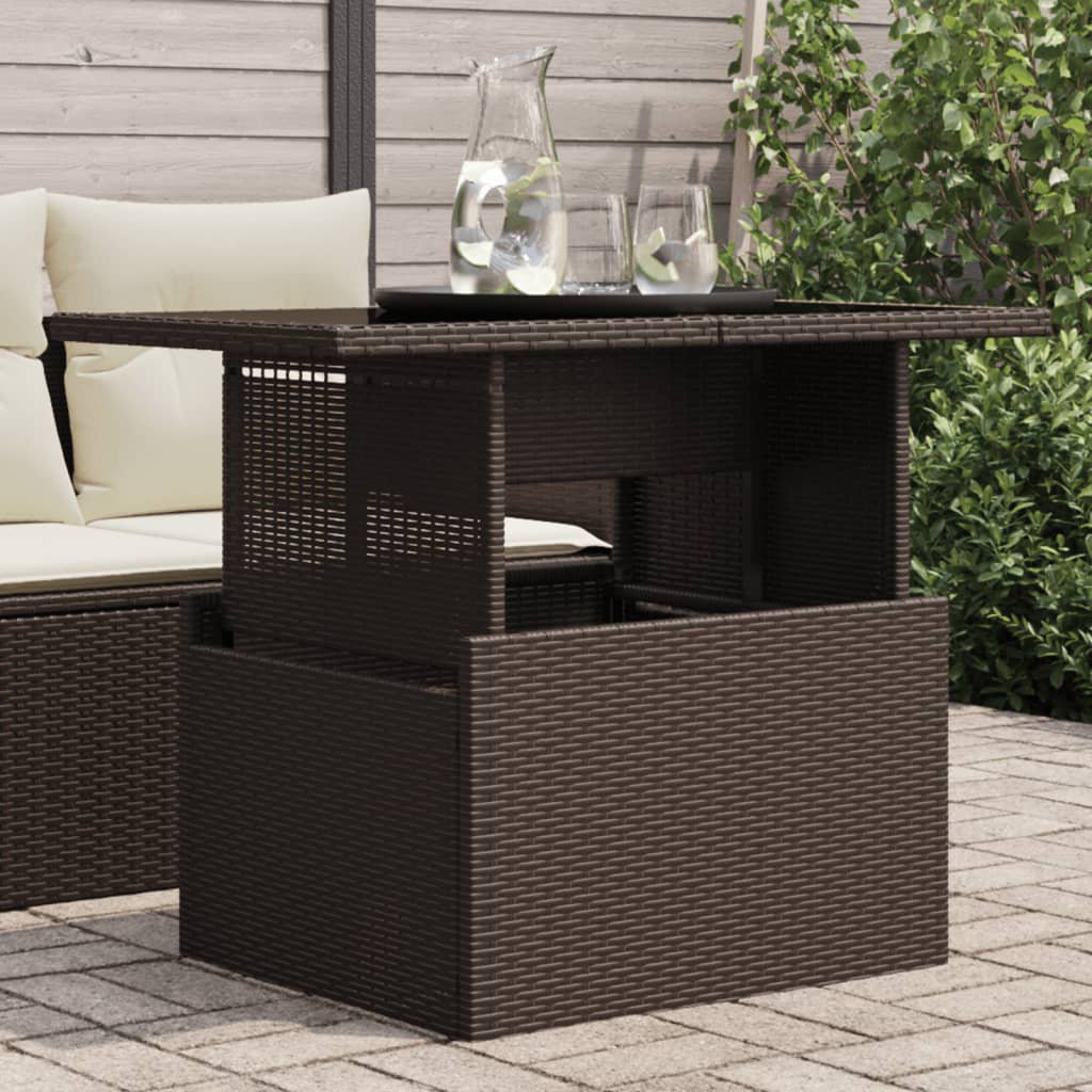 Couchtisch Pirley aus Glas/Stahl/Polyrattan