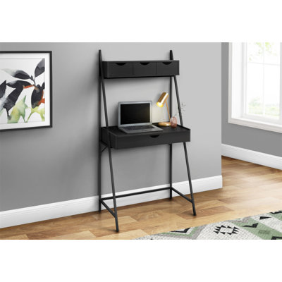 Computer Desk, Home Office, Laptop, Leaning, Storage Drawers, 32"L, Work Laminate Metal, Contemporary, Modern
