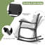 3 Piece Rocking Table Chairs Set, Patio Bistro Set With Coffee Table, Outdoor Relax Rocker Conversation Set For Garden, Yard And Poolside (Rattan+Steel)