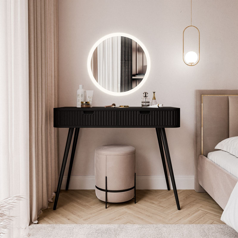 Novi Dressing Table with Mirror, Black