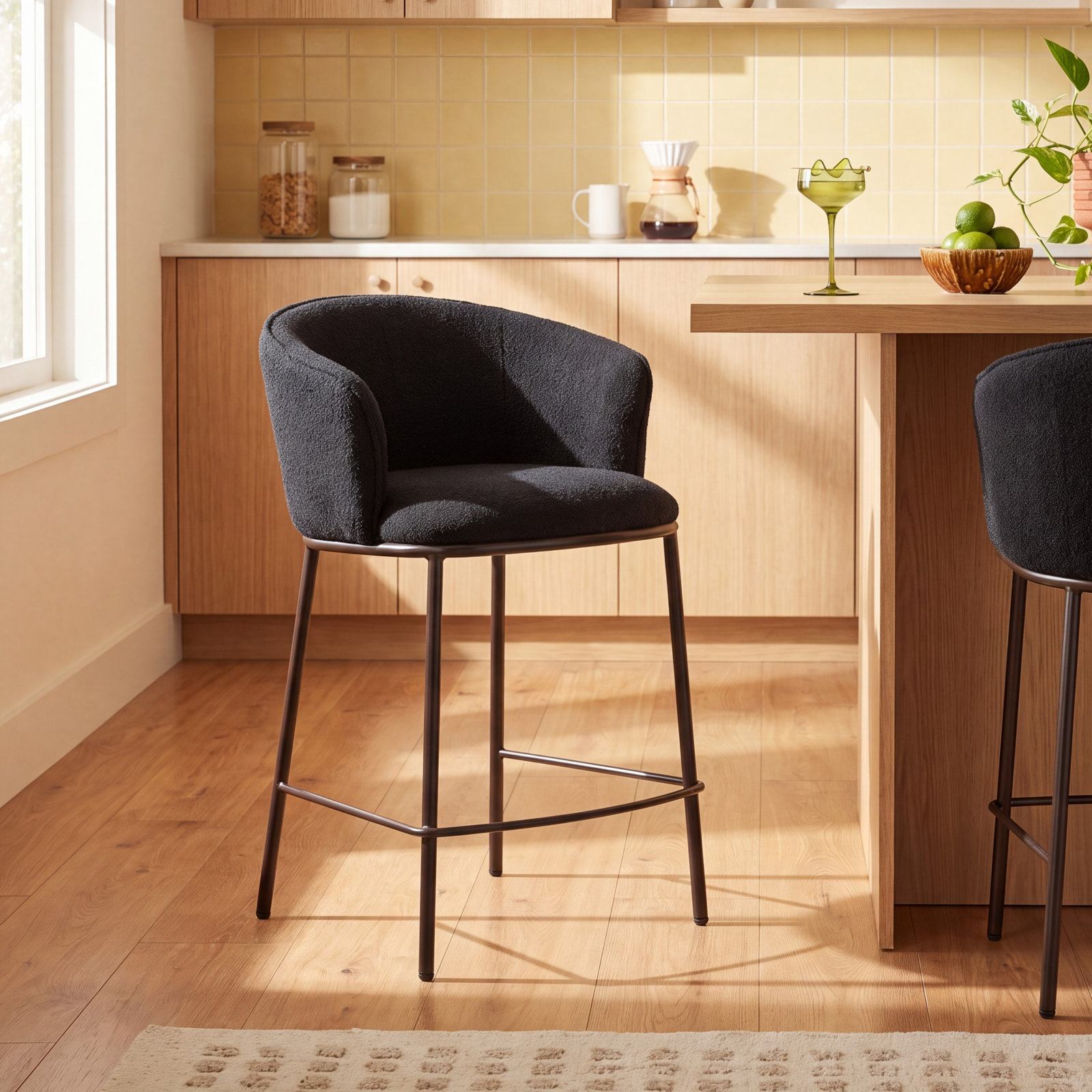 Essen Bar Stool, Counter Stool (25.6" Seat Height), Black, Bronze