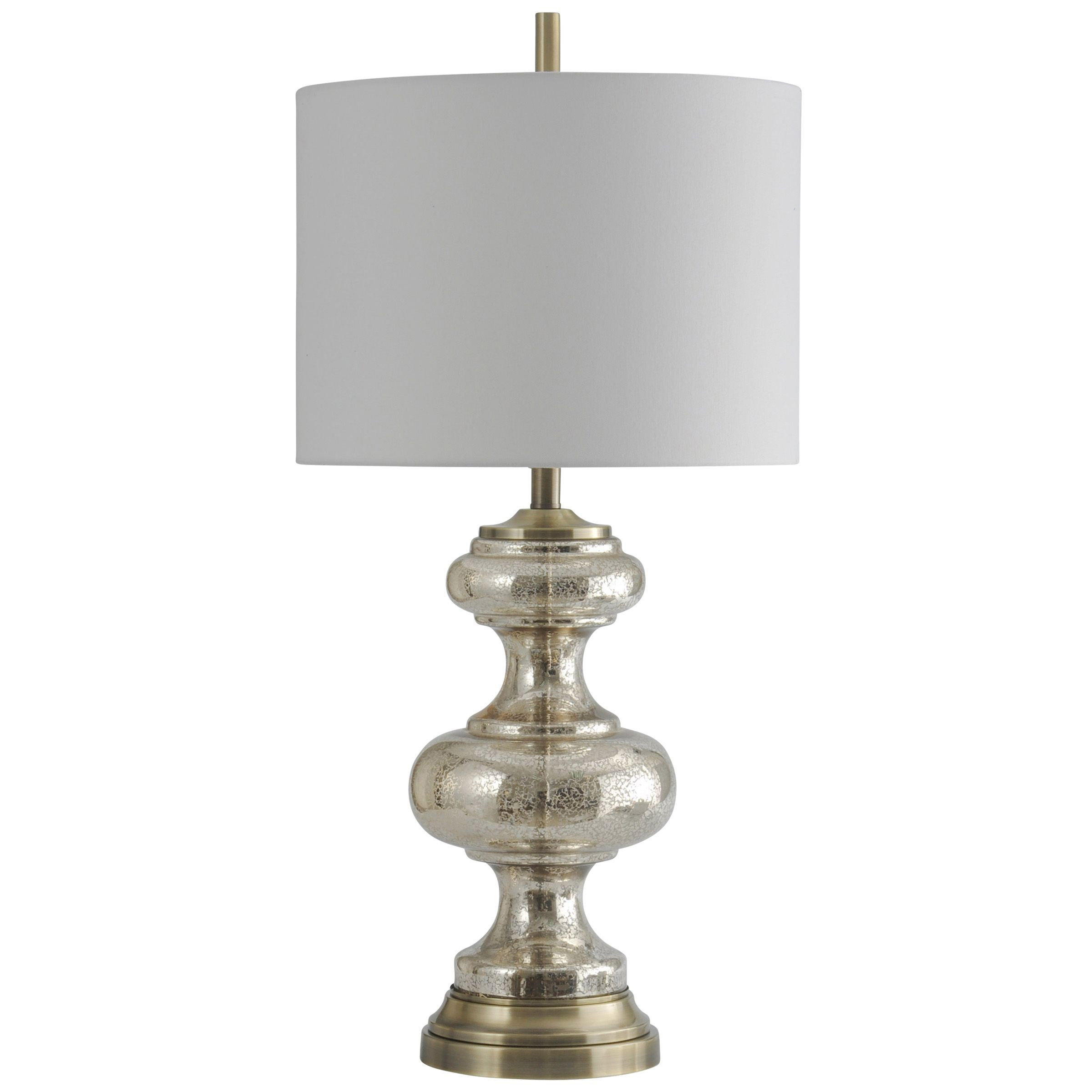 RONDA TABLE LAMP - Brass Finish on Metal Body with Crystal Center Piece and  Base, Hardback Shade - all lighting