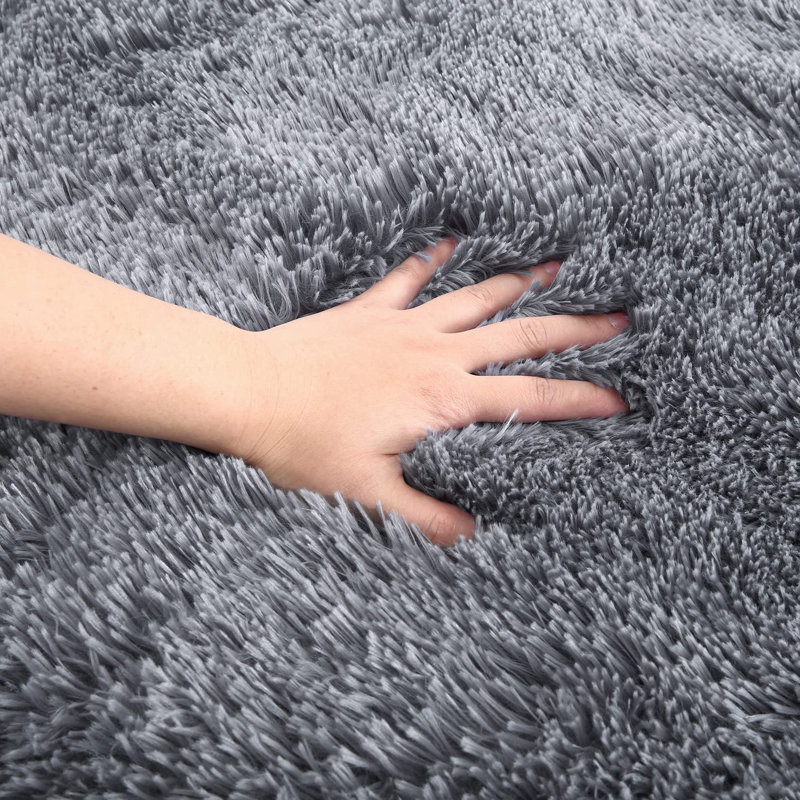Washable Area Rug, Gray, Round 100 cm