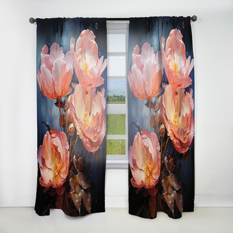 Rideau tulipes - Rideau floral obscurcissant - 1 panneaux, L 52 po x L 90 po