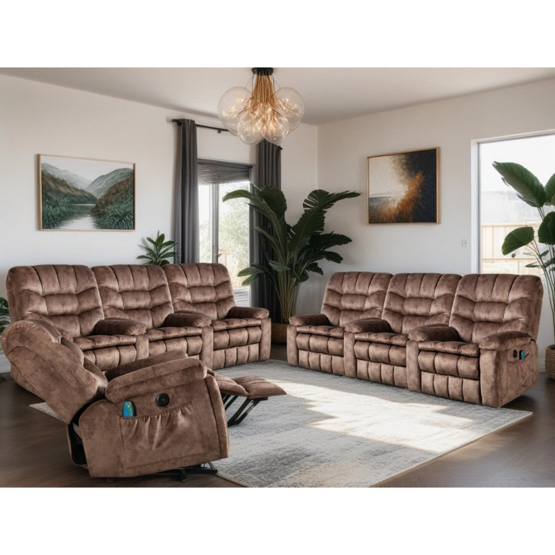 Fauteuil inclinable électrique surdimensionné en velours l 39,4 po ultra doux avec chauffage chauffant et deux porte-gobelets cachés et port USB