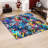Floral Design Non-Woven Thin Type Printed Rug Featuring Vibrant Shades of Blue and Red on a Neutral Background for Indoor Use in Living Room or Bedroom-1891192200