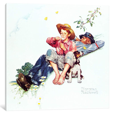 Norman Rockwell " Grandpa And Me: Picking Daisies " by Norman Rockwell