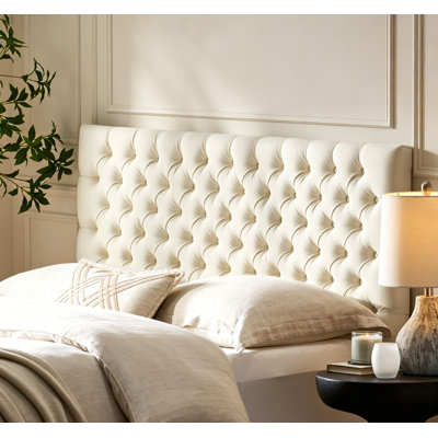 Tête de lit tapissier grand capitonnée avec boutons modernes, tête de lit réglable en bois massif avec pieds en métal robustes pour la chambre à coucher