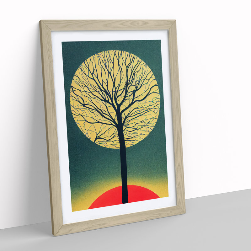 Retro Tree No.3 - Wall Art, 34cm H x 25cm W x 2cm D, Oak Framed