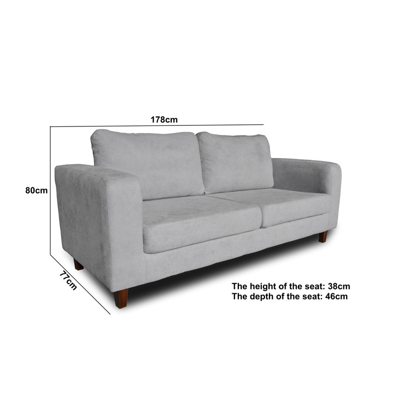 Bohlin 3 Seater Fabric Sofa, Silver