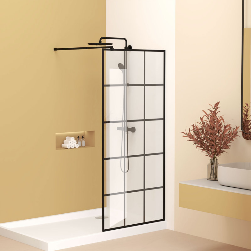 Écran de douche 34 po en verre noir mat