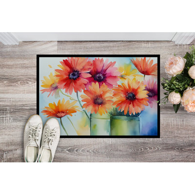 Gerbera dans un tapis d'intérieur ou d'extérieur aquarelle 24 x 36