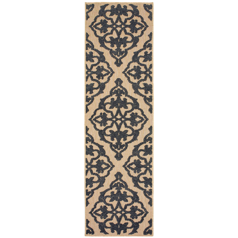Tapis intérieur / extérieur gris sable / gris anthracite Hargraves, Rectangle 1 pi 10 po x 3 pi 3 po