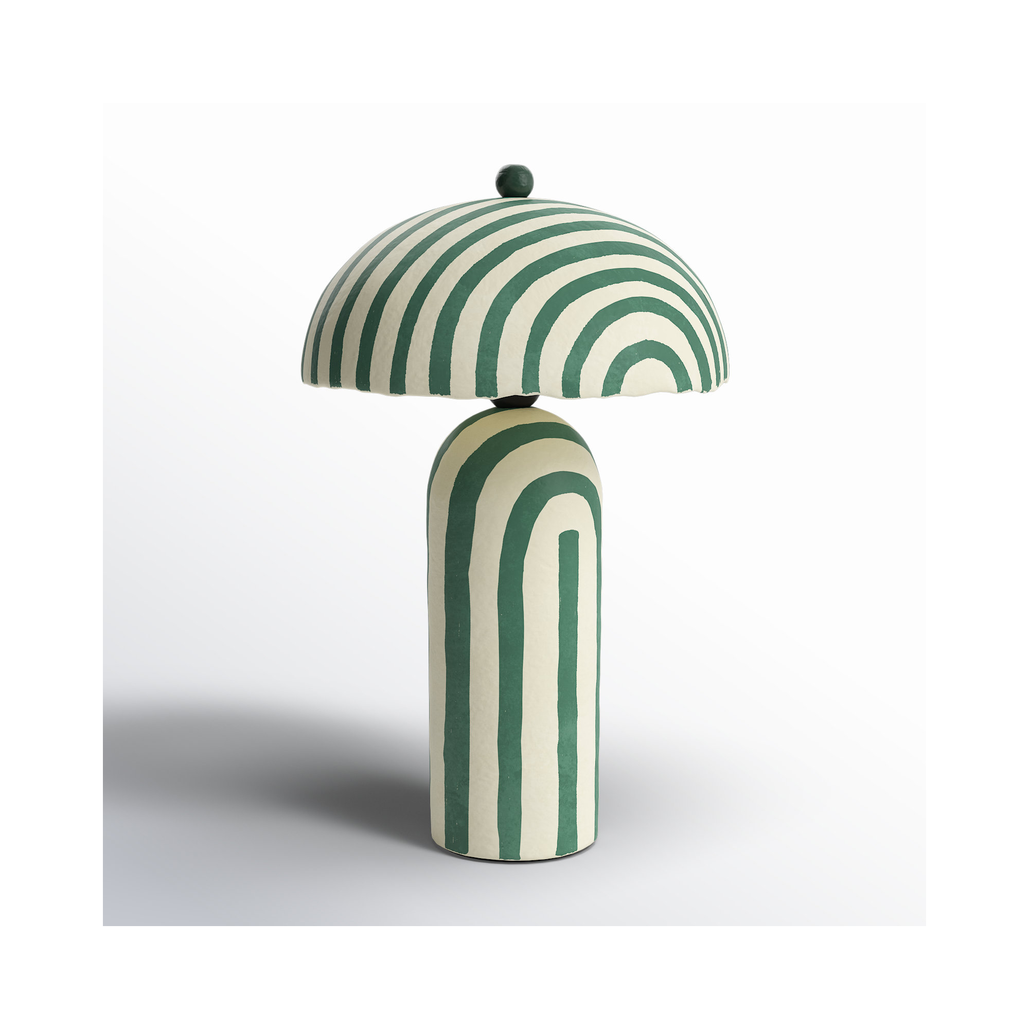 Jamia Papier Mache Table Lamp, Green/White, Green/White