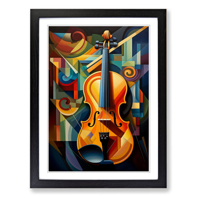Violin Cubism Art - Framed Print