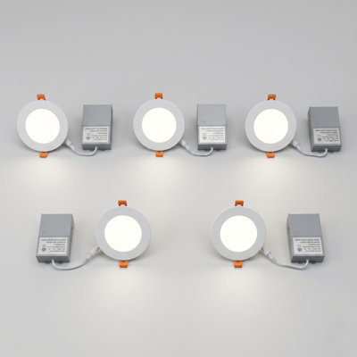 4" LED Canless Recessed Ultra Slim Downlights Round 9W 5CCT Tunable