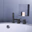 Robinet de baignoire cascade monté sur le pont avec douche à main Robinet de baignoire 3 trous à poignée simple Robinet de baignoire noir mat en laiton avec valve