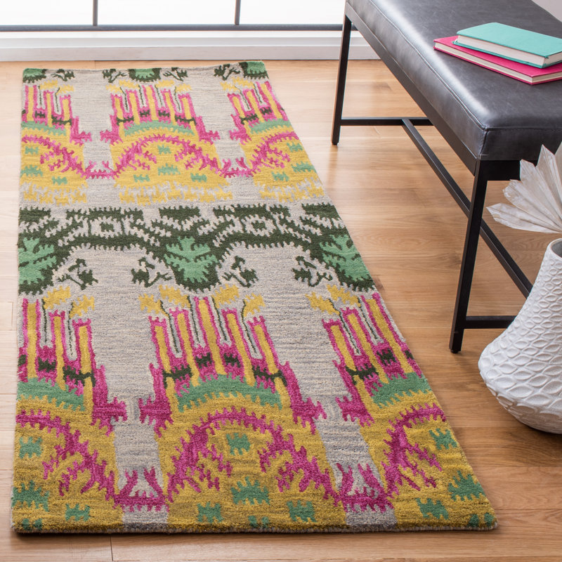 Kline Ikat Hand Tufted Wool Ikat Rug, Runner 2'3" x 10'