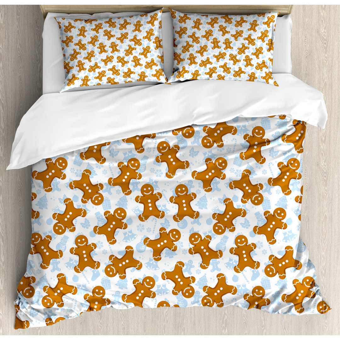 Gingerbread Man Modern & Contemporary Abstract Duvet Cover Set Ambesonne 