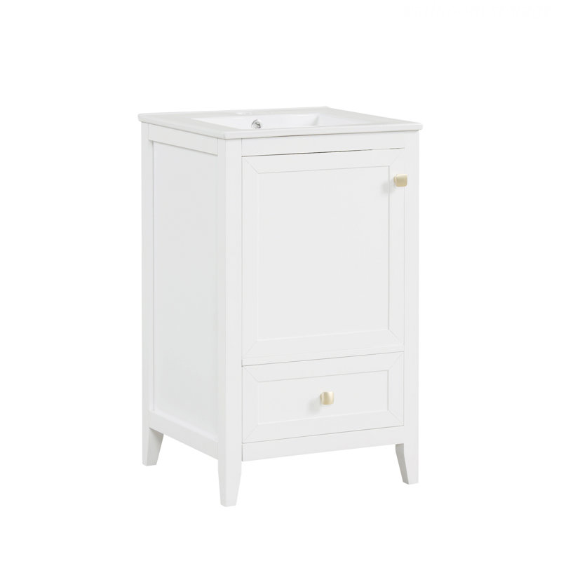 Meuble-lavabo moderne avec lavabo, armoire de salle de bain avec porte à fermeture douce, support de rangement et tiroir