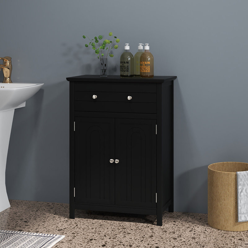 Armoire de salle de bain autoportante, Noir