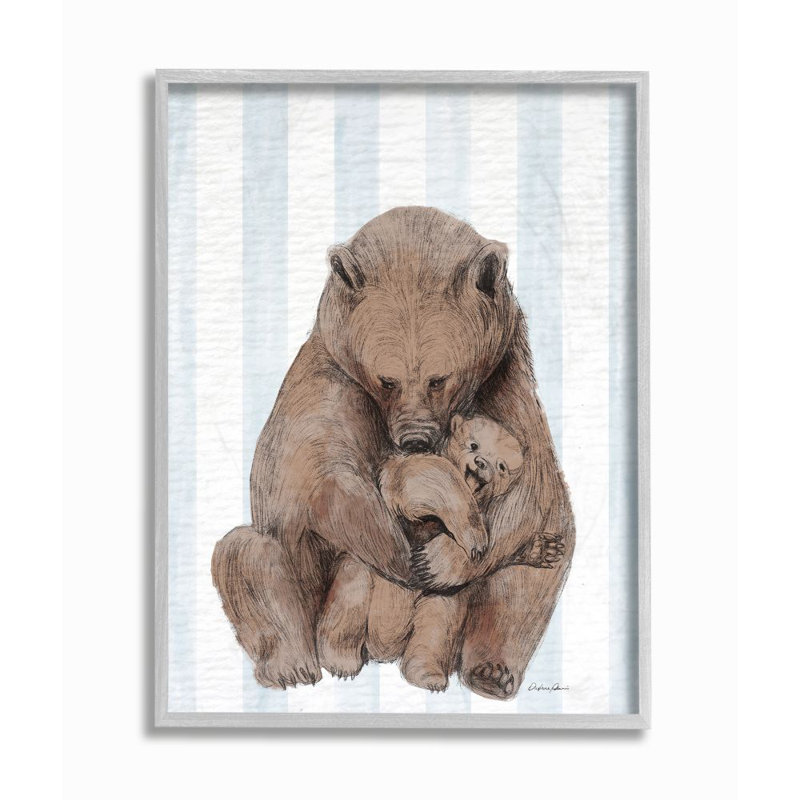 Illustration de la charmante illustration de la chambre de bébé à rayures bleues par Laura Marshall, H 20 po x l 16 po
