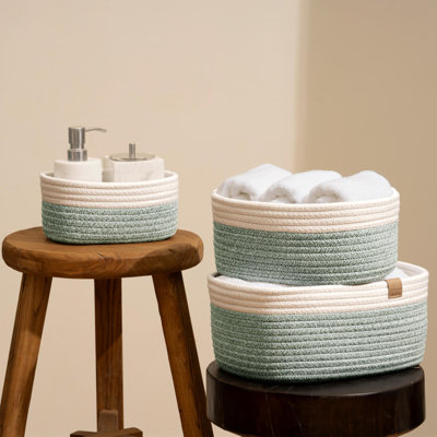 Cot Fabric Decorative Basket - Set of 3