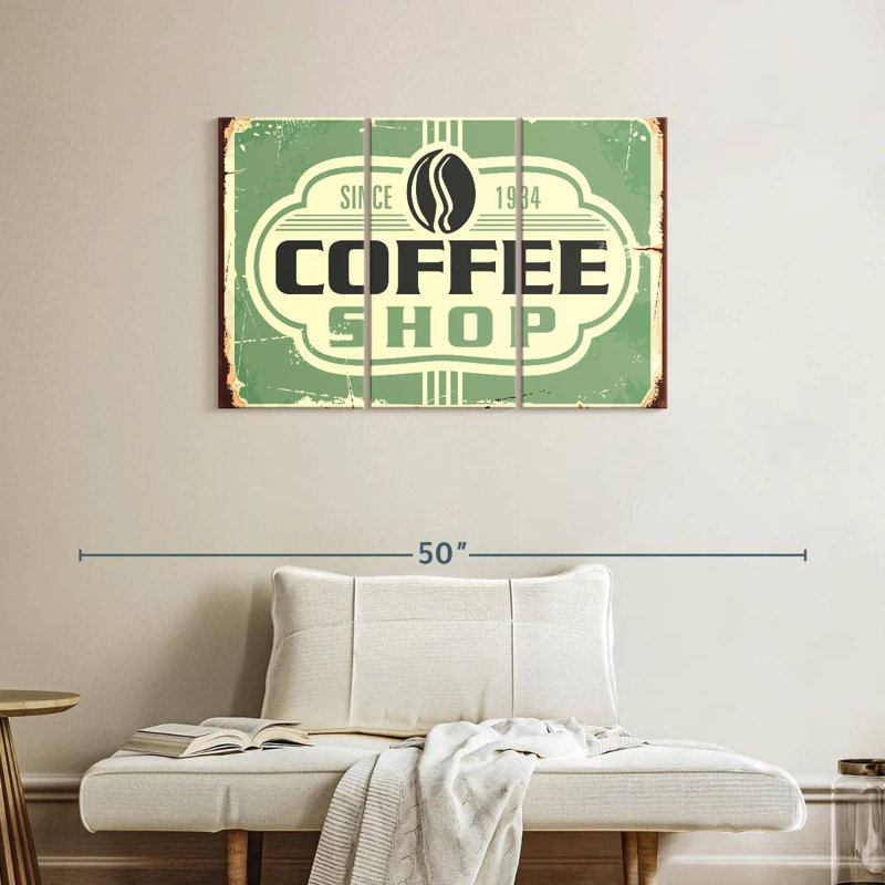 Plaque murale logo café, H 24 po x l 38 po