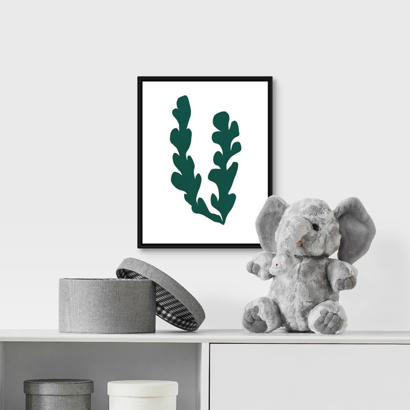 Art encadré, H 14 po x l 11 po x P 1,2 po, Cadre flottant blanc avec toile / bleu